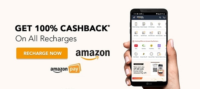 Amazon Recharge Offers Upto Rs 100 Cashback On Mobile Recharge DTH Recharge Bill Payments